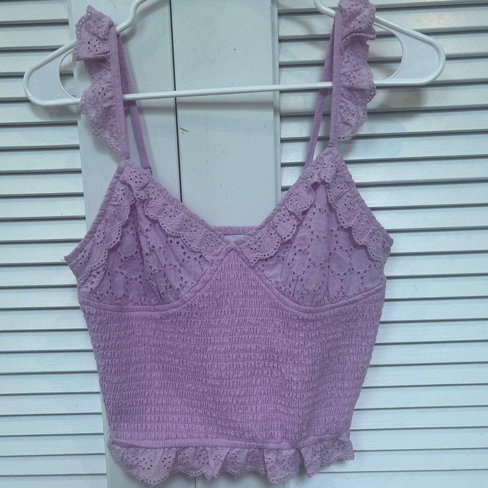 purple/pink eyelet tank top